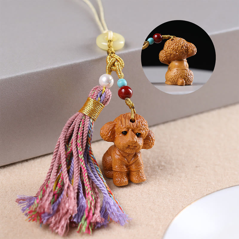 Buddha Stones白檀 12星座の良縁祈願カラフル タッセル アクセサリー キーホルダー - 犬 - image 31
