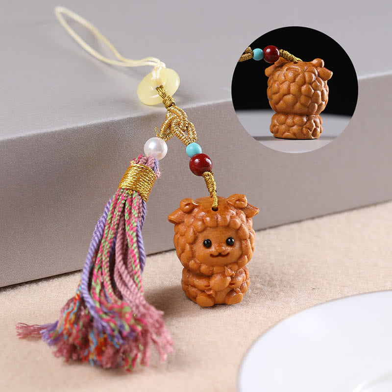 Buddha Stones白檀 12星座の良縁祈願カラフル タッセル アクセサリー キーホルダー - ヤギ - image 25