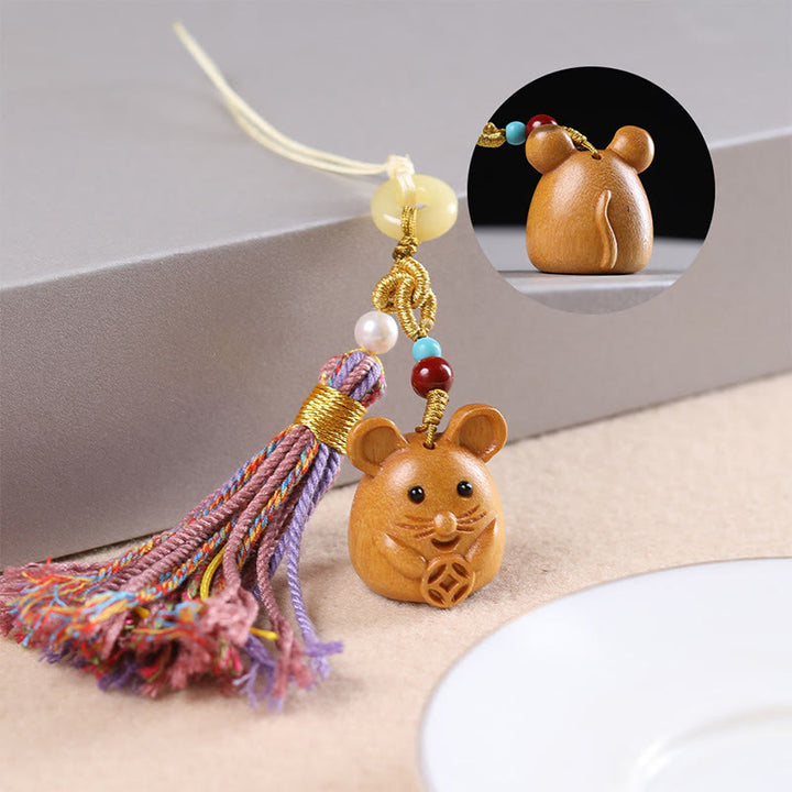 Buddha Stones白檀 12星座の良縁祈願カラフル タッセル アクセサリー キーホルダー - ねずみ - image 7