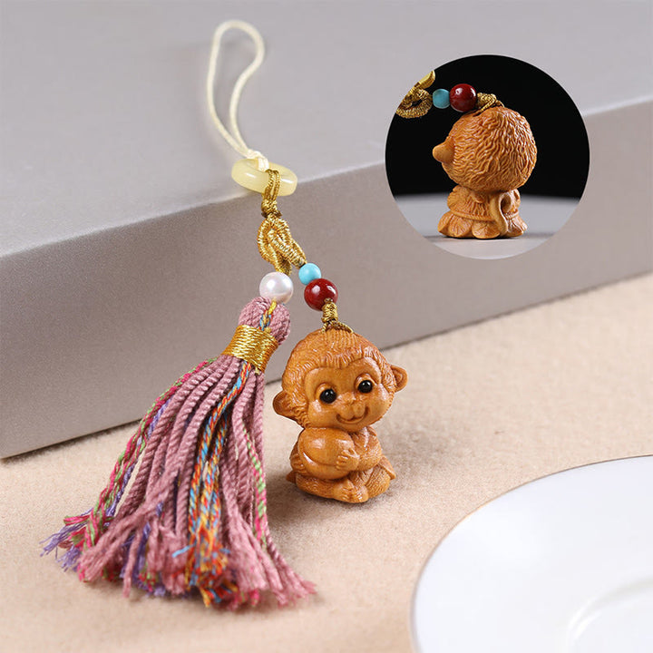 Buddha Stones白檀 12星座の良縁祈願カラフル タッセル アクセサリー キーホルダー - 猿 - image 27