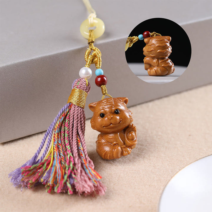 Buddha Stones白檀 12星座の良縁祈願カラフル タッセル アクセサリー キーホルダー - 虎 - image 17