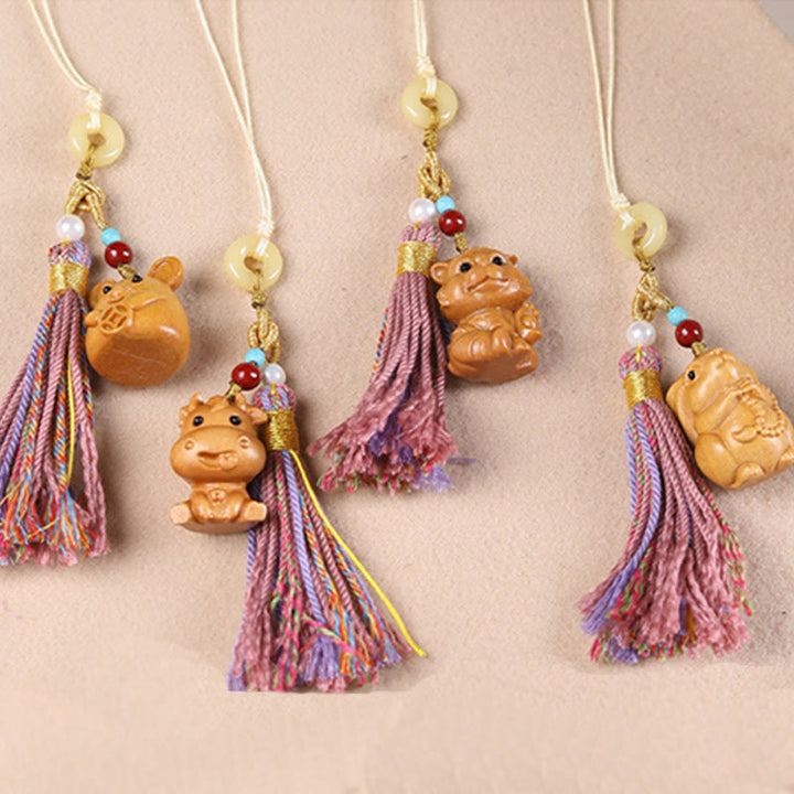 Buddha Stones白檀 12星座の良縁祈願カラフル タッセル アクセサリー キーホルダー - image 36