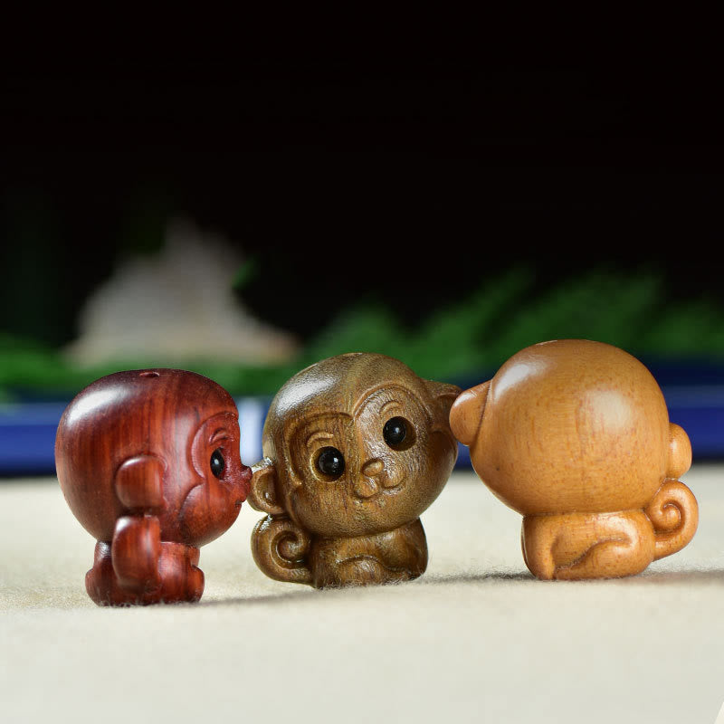 Buddha Stones緑白檀小葉紫檀かわいい猿 動物 平和 装飾 - image 1
