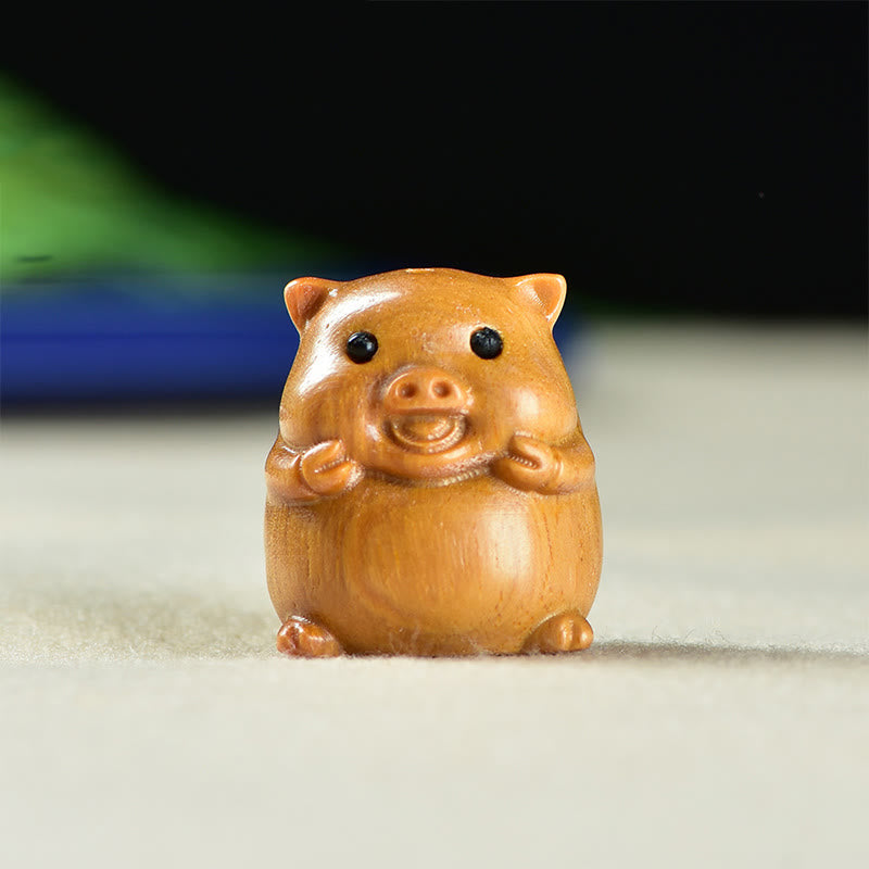 Buddha Stones緑白檀小葉紫檀かわいい豚の動物 ポジティブな装飾 - 白檀豚（25*23*23mm） - image 6