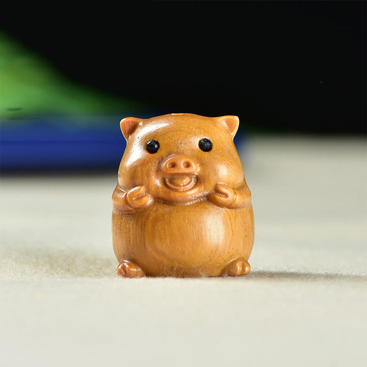 Buddha Stones緑白檀小葉紫檀かわいい豚の動物 ポジティブな装飾 - 白檀豚（25*23*23mm） - image 6