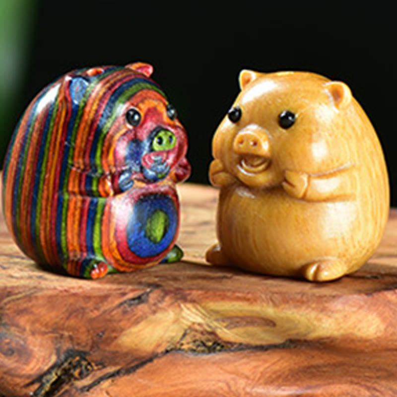 Buddha Stones緑白檀小葉紫檀かわいい豚の動物 ポジティブな装飾 - image 16