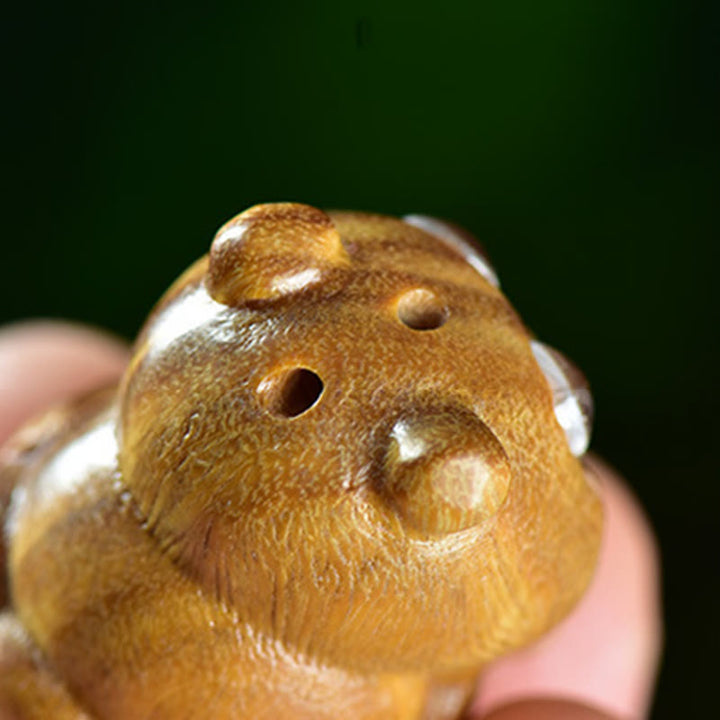 Buddha Stones緑白檀小葉紫檀かわいい豚の動物 ポジティブな装飾 - image 3