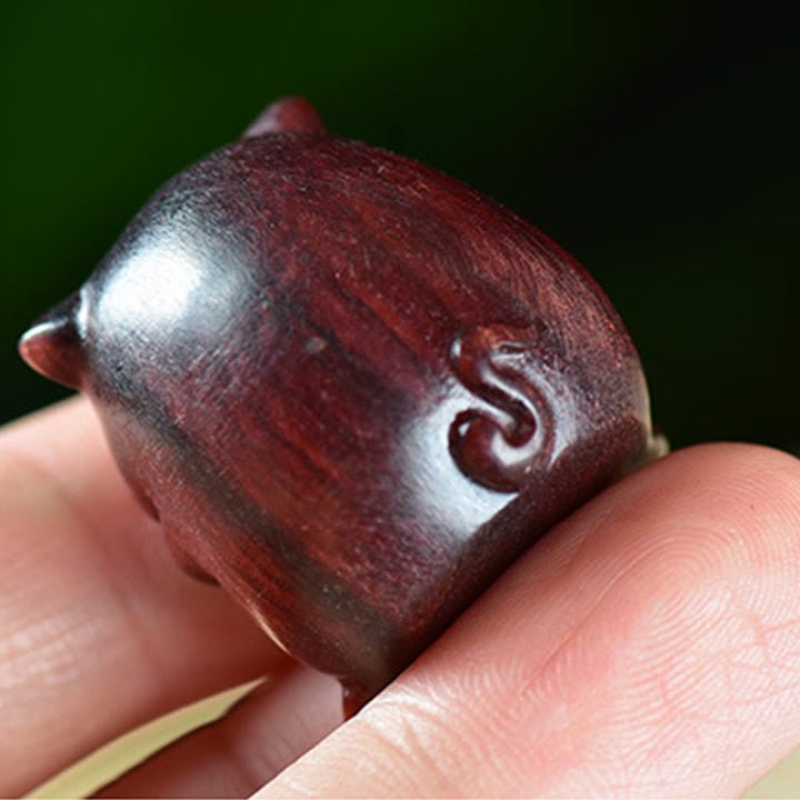 Buddha Stones緑白檀小葉紫檀かわいい豚の動物 ポジティブな装飾 - image 12