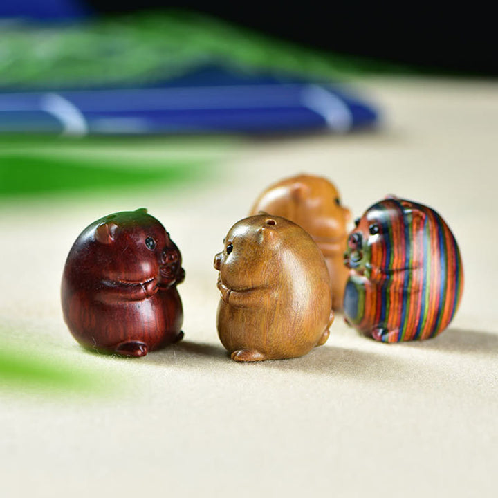 Buddha Stones緑白檀小葉紫檀かわいい豚の動物 ポジティブな装飾 - image 21