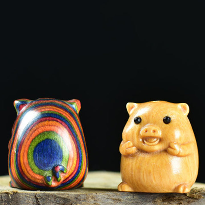 Buddha Stones緑白檀小葉紫檀かわいい豚の動物 ポジティブな装飾 - image 16