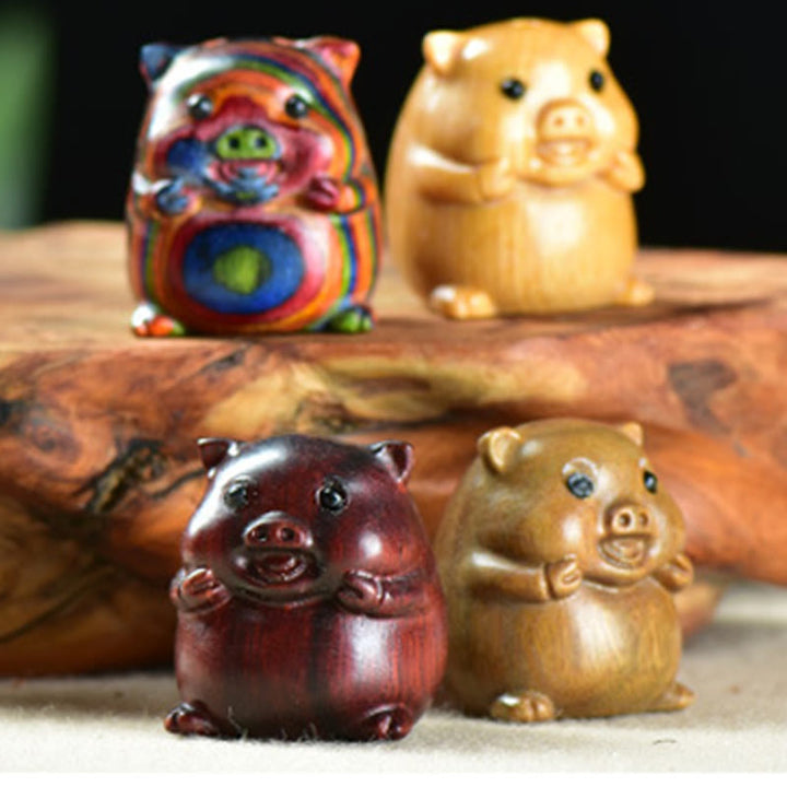 Buddha Stones緑白檀小葉紫檀かわいい豚の動物 ポジティブな装飾 - image 17