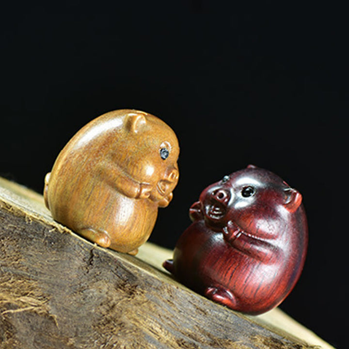 Buddha Stones緑白檀小葉紫檀かわいい豚の動物 ポジティブな装飾 - image 19