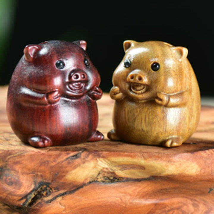 Buddha Stones緑白檀小葉紫檀かわいい豚の動物 ポジティブな装飾 - image 19