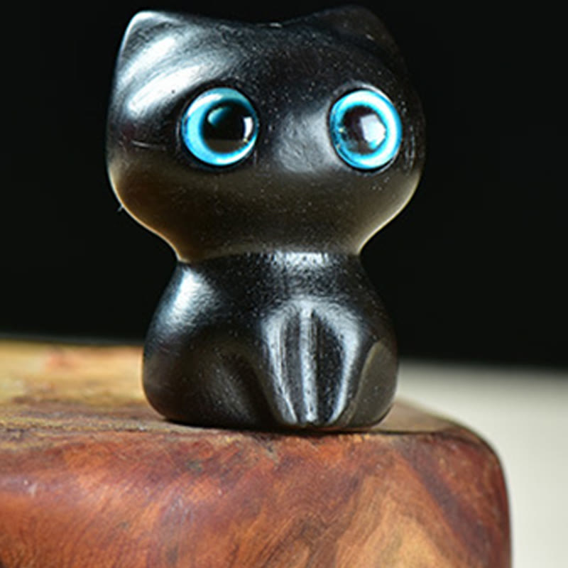 Buddha Stones黒檀小葉紫檀かわいい猫 動物 落ち着いた装飾 - image 1