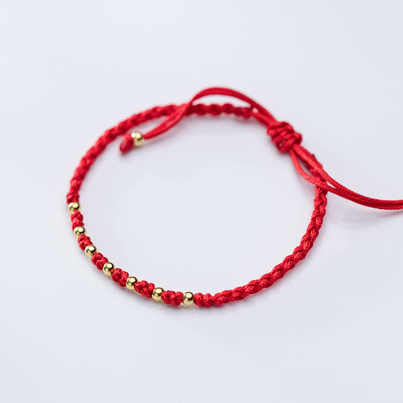 Buddha Stones925スターリングシルバーメッキゴールド赤紐編み込み守護ブレスレット - image 11