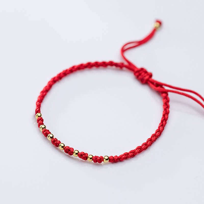 Buddha Stones925スターリングシルバーメッキゴールド赤紐編み込み守護ブレスレット - image 12