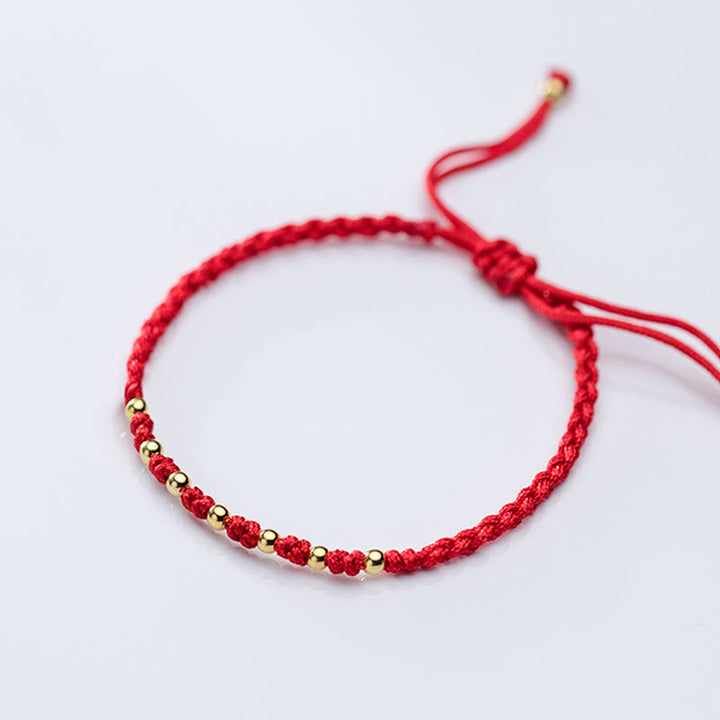 Buddha Stones925スターリングシルバーメッキゴールド赤紐編み込み守護ブレスレット - image 12