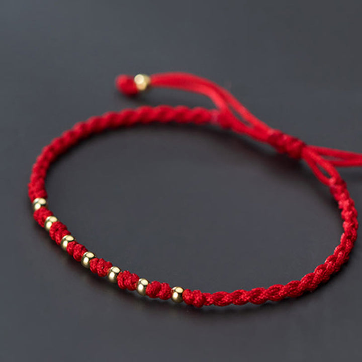 Buddha Stones925スターリングシルバーメッキゴールド赤紐編み込み守護ブレスレット - image 13