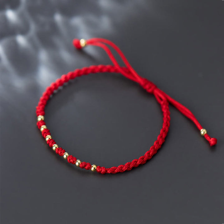Buddha Stones925スターリングシルバーメッキゴールド赤紐編み込み守護ブレスレット - image 9