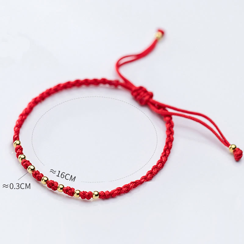 Buddha Stones925スターリングシルバーメッキゴールド赤紐編み込み守護ブレスレット - image 14