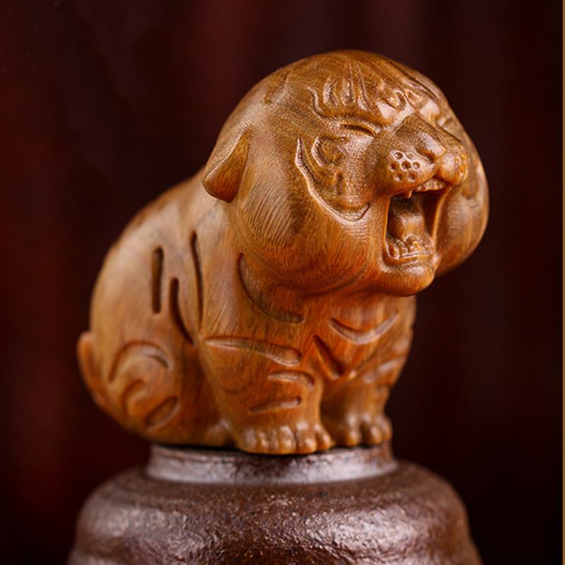Buddha Stones緑白檀 かわいい虎の動物 ポジティブな装飾 - image 3
