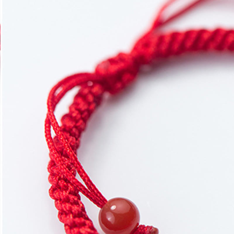Buddha Stonesレトロ925スターリングシルバー如意念珠赤い赤紐編み幸運ブレスレット - image 10