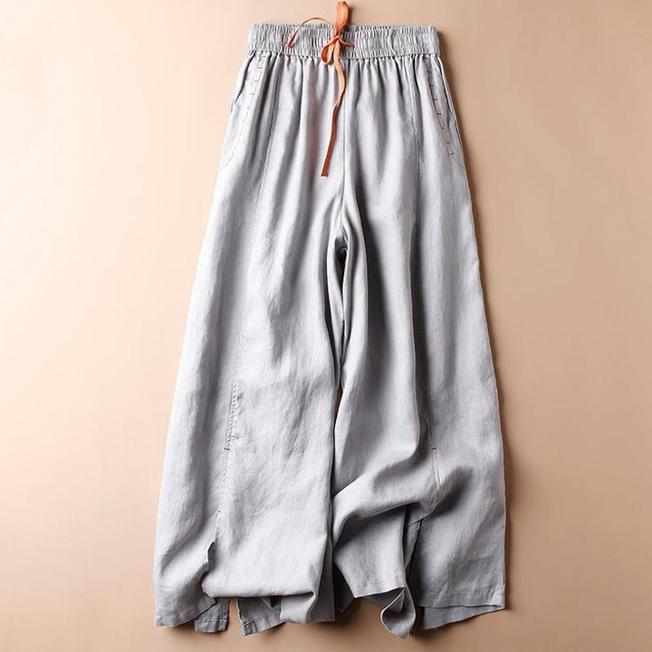 Buddha Stonesカジュアルコットン スリットヘム レディース 7-8丈 ワイドレッグパンツ ポケット付き - ライトスチールブルー - US8-10，UK/AU12-14，EU40-42 (2XL) - image 11