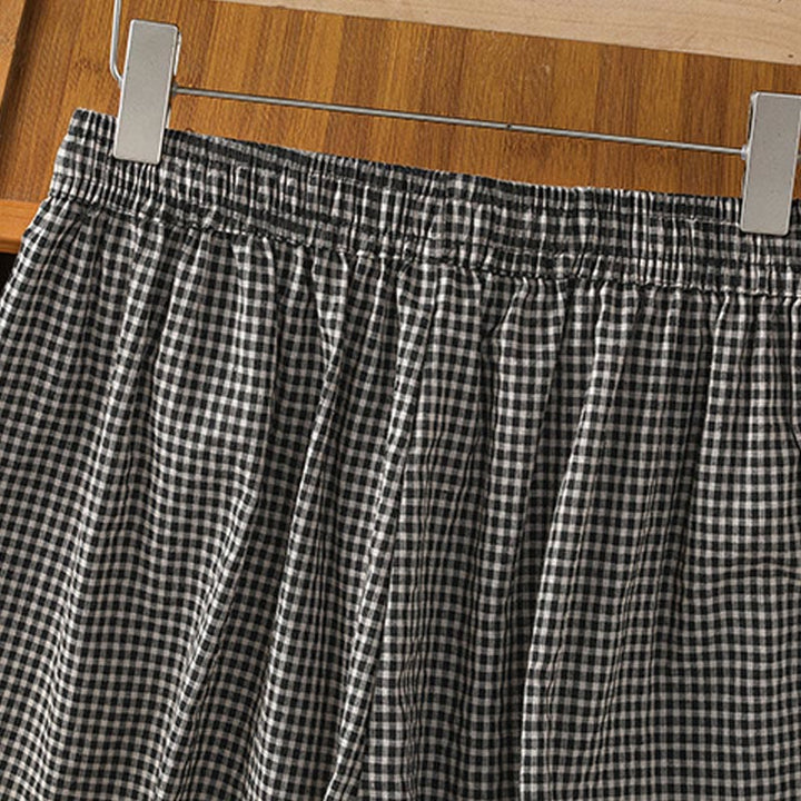 Buddha Stonesカジュアルコットンステッチグリッドレディース7-8丈ワイドレッグパンツ（ポケット付き） - image 15