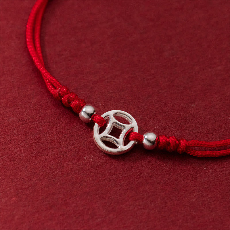 Buddha Stones925スターリングシルバー 中空銅コイン 幸運の紐ブレスレット - image 3