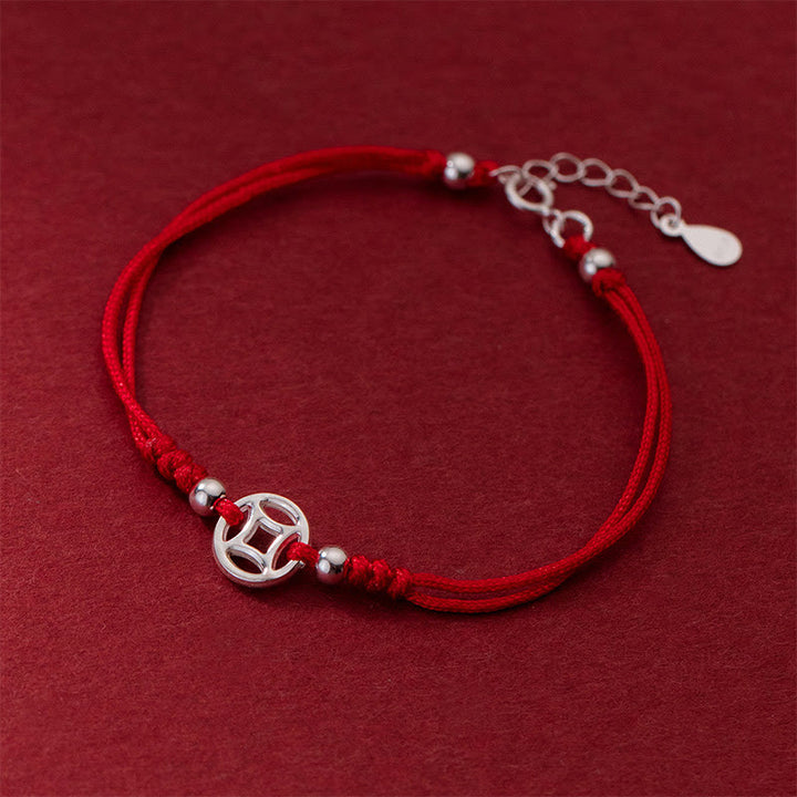 Buddha Stones925スターリングシルバー 中空銅コイン 幸運の紐ブレスレット - image 2