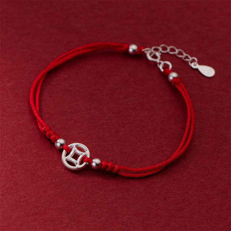 Buddha Stones925スターリングシルバー 中空銅コイン 幸運の紐ブレスレット - image 3