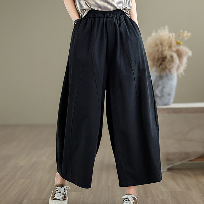 Buddha Stonesカジュアル 無地 コットン レディース 7-8丈 ワイドレッグパンツ ポケット付き - image 12