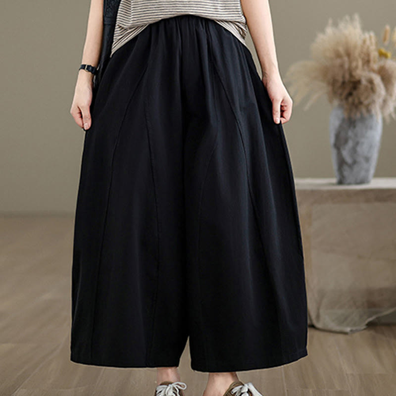 Buddha Stonesカジュアル 無地 コットン レディース 7-8丈 ワイドレッグパンツ ポケット付き - image 11