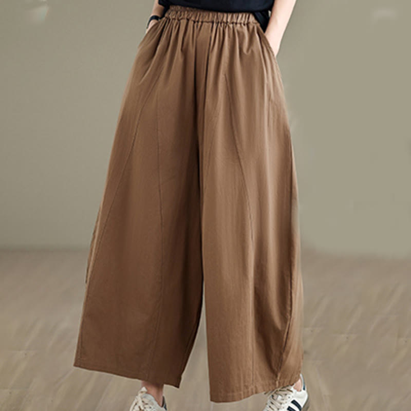 Buddha Stonesカジュアル 無地 コットン レディース 7-8丈 ワイドレッグパンツ ポケット付き - image 15