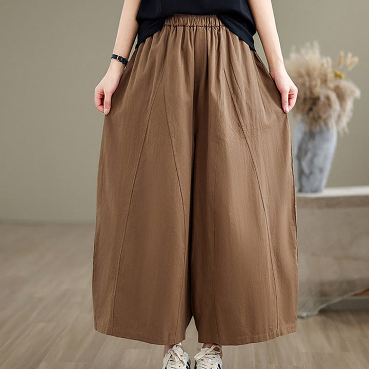 Buddha Stonesカジュアル 無地 コットン レディース 7-8丈 ワイドレッグパンツ ポケット付き - ペルー - US8-10，UK/AU12-14，EU40-42 (2XL) - image 13