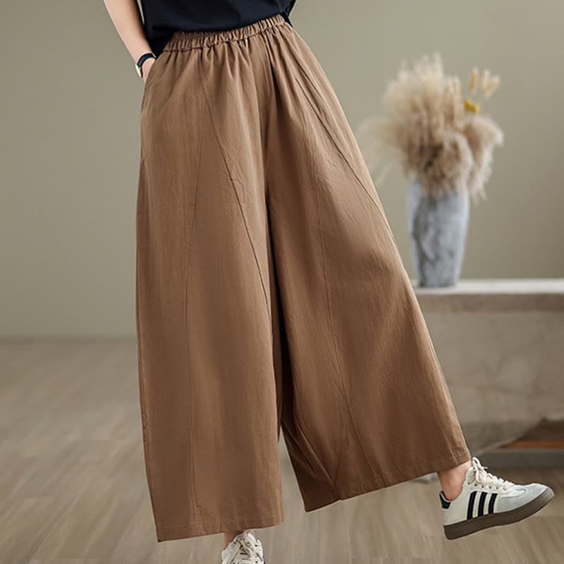 Buddha Stonesカジュアル 無地 コットン レディース 7-8丈 ワイドレッグパンツ ポケット付き - image 21