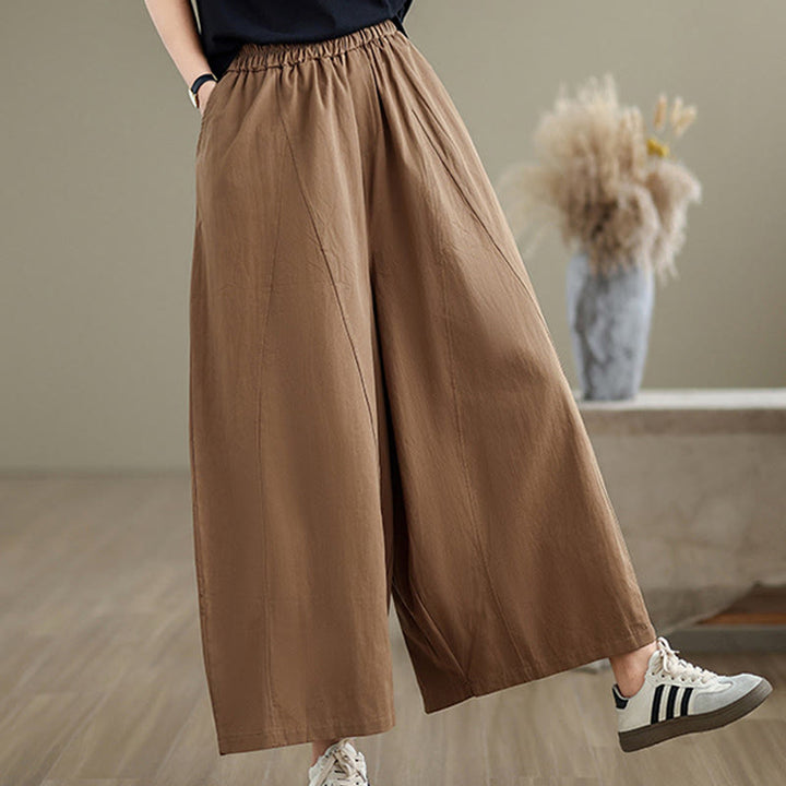 Buddha Stonesカジュアル 無地 コットン レディース 7-8丈 ワイドレッグパンツ ポケット付き - image 21