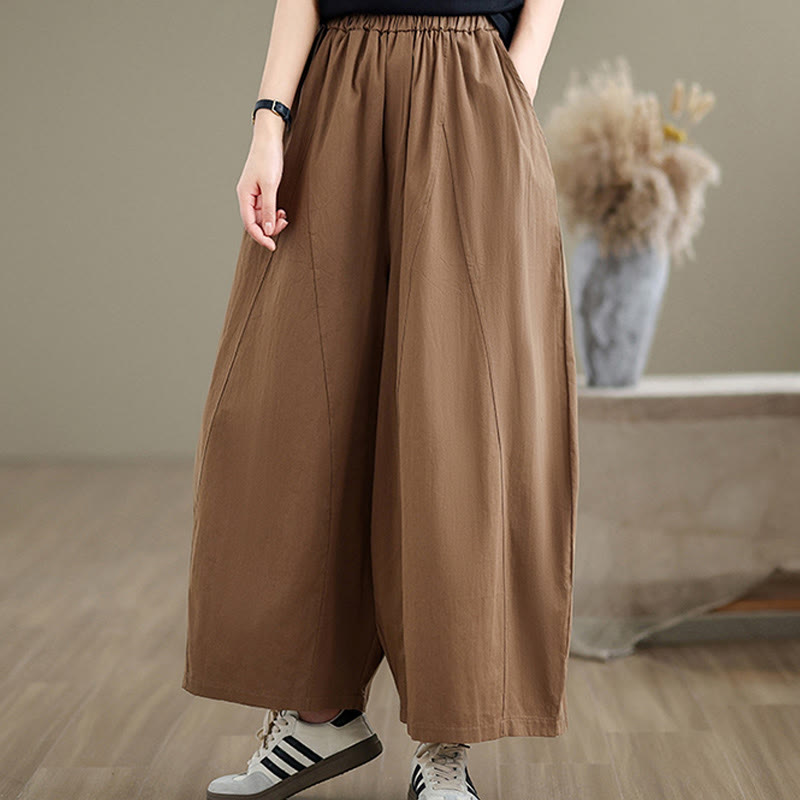 Buddha Stonesカジュアル 無地 コットン レディース 7-8丈 ワイドレッグパンツ ポケット付き - image 16