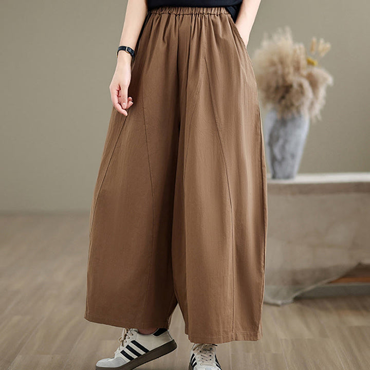 Buddha Stonesカジュアル 無地 コットン レディース 7-8丈 ワイドレッグパンツ ポケット付き - image 16