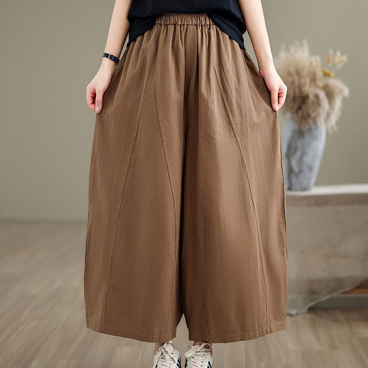 Buddha Stonesカジュアル 無地 コットン レディース 7-8丈 ワイドレッグパンツ ポケット付き - image 19