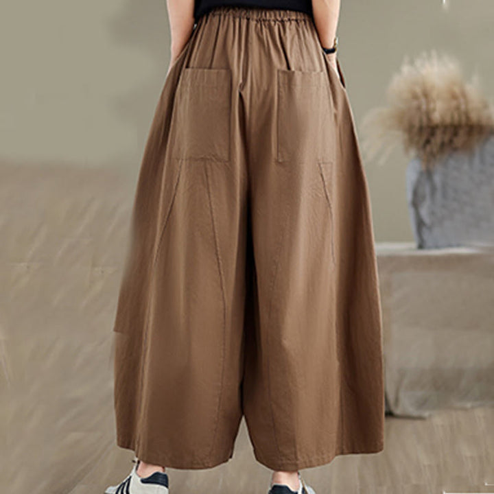 Buddha Stonesカジュアル 無地 コットン レディース 7-8丈 ワイドレッグパンツ ポケット付き - image 14
