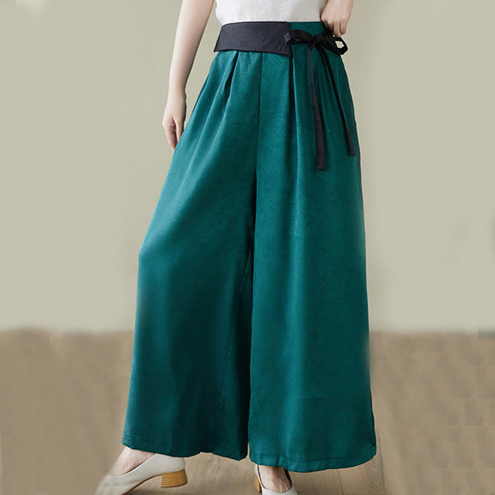 Buddha Stonesカジュアル ジャカード レースアップ コットン レディース ワイドレッグパンツ ポケット付き - image 10