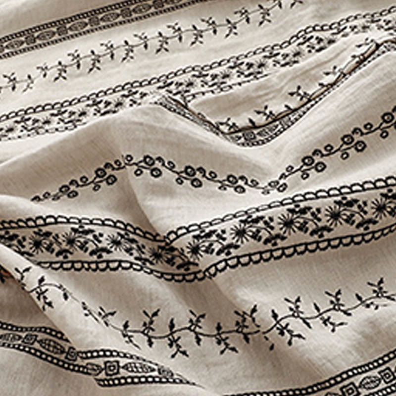 Buddha Stonesカジュアル 縦プリント コットンリネン レディース ワイドレッグパンツ ポケット付き - image 9