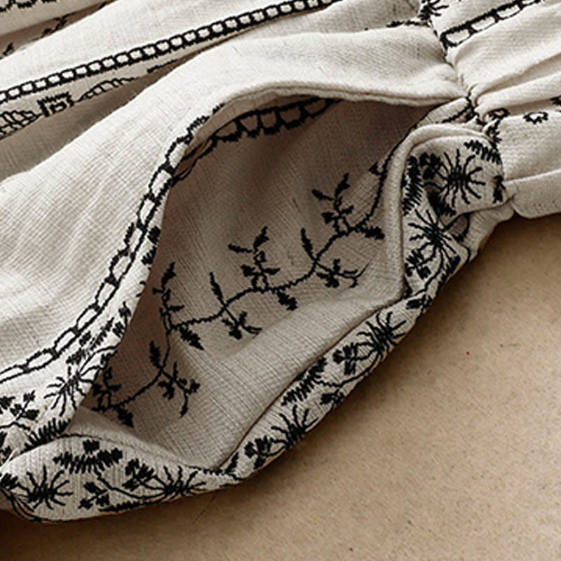 Buddha Stonesカジュアル 縦プリント コットンリネン レディース ワイドレッグパンツ ポケット付き - image 7