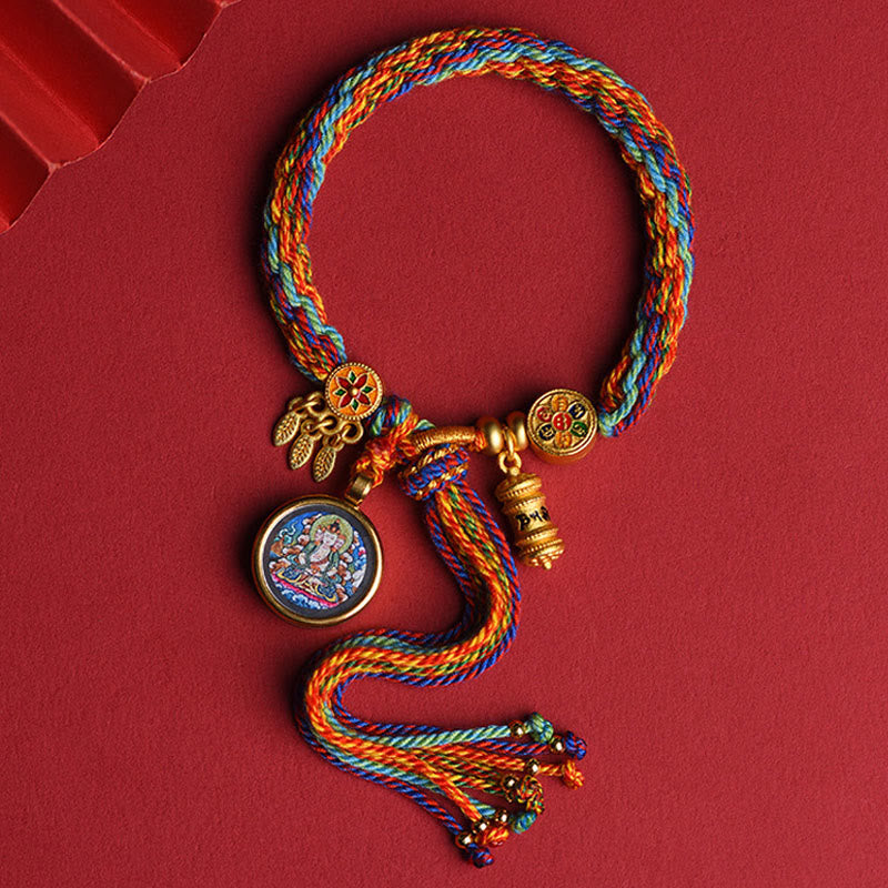 Buddha Stonesタンカ チベットの十二支 ザキラム カラフルなロープ接続ストリングブレスレット - 牛と虎 - image 1