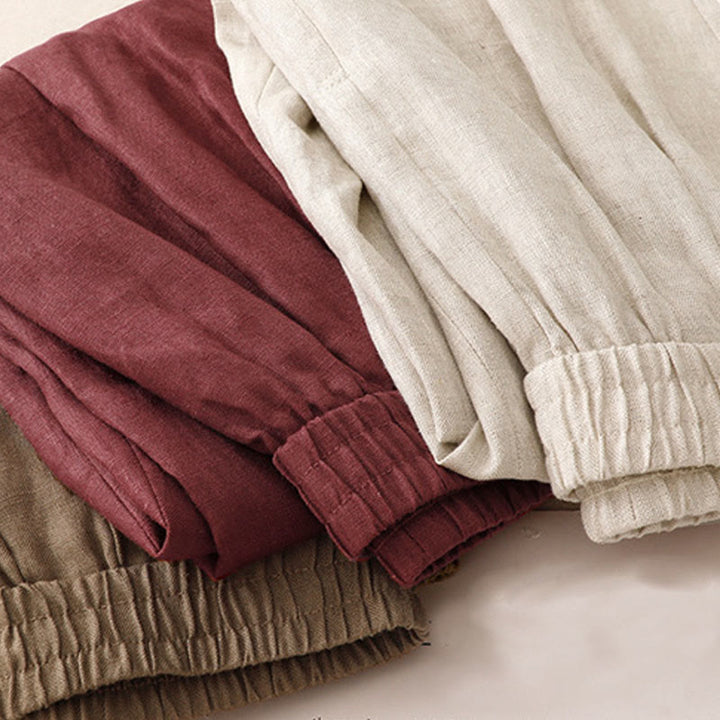 Buddha Stonesサマープレーン レディース コットンリネン ハーレムパンツ ポケット付き - image 19