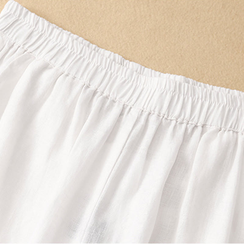 Buddha Stonesカジュアル 無地 クロップドパンツ レディース コットンリネン ハーレムパンツ ポケット付き - image 9