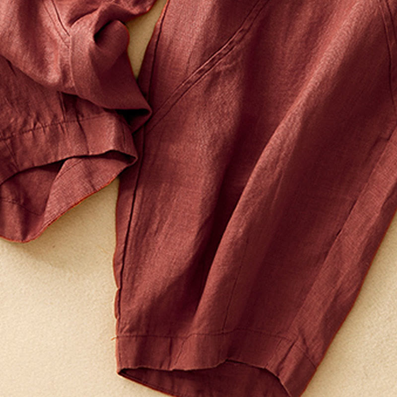 Buddha Stonesカジュアル 無地 クロップドパンツ レディース コットンリネン ハーレムパンツ ポケット付き - image 18