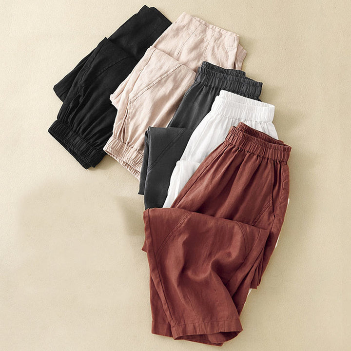 Buddha Stonesカジュアル 無地 クロップドパンツ レディース コットンリネン ハーレムパンツ ポケット付き - image 31