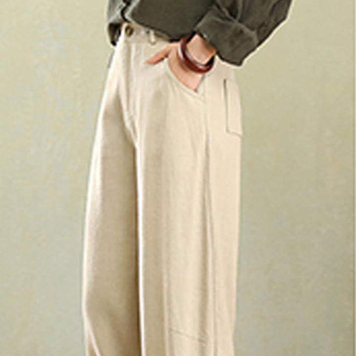 Buddha Stonesピュアカラーボタン レディース リネンパンツ ポケット付き - image 6